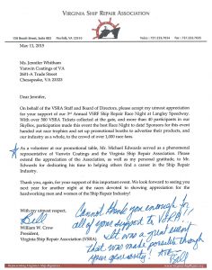 Virginia Ship Repair Association Letter